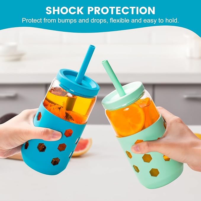 Mrsdry 16 oz Glass Cups with Lids and Straws - Image 8