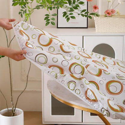 Walrus Round Vinyl Fitted Tablecloth with Flannel Backing Elastic Edge Design Table Cover Waterproof Oil-Proof PVC Table Cloth Stain-Resistant Best for 37"-44" Round