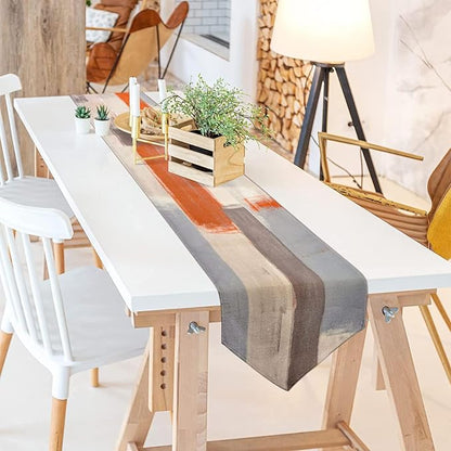 Orange and Grey Table Runner 13x72 Inch Modern Abstract Art Painting Kitchen - Image 4