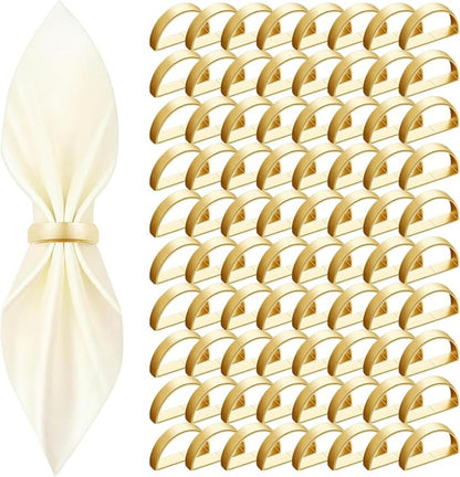 80 Pcs Gold Napkin Rings by Unknown