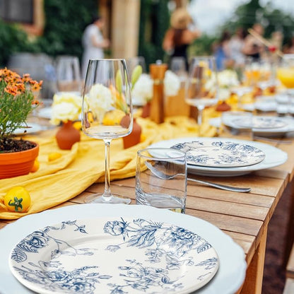 Honeydak 6 Pcs 6 Inch Blue Floral Flower Ceramic Plates Blue and White - Image 4
