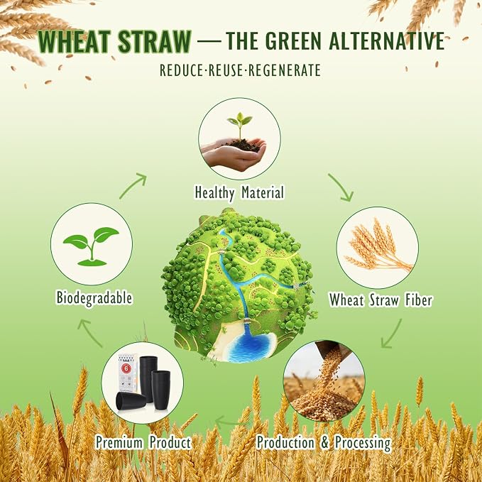 Wheat Straw Large Cup Set of 6, Unbreakable 20 OZ Tumbler, Alternative to - Image 5