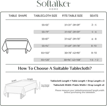 Softalker Fall Checkered Tablecloth Rectangle, Heavy Weight Linen Cotton Gingham Thanksgiving Orange Table Cloth with Tassel, Wrinkle Free Buffalo Plaid Table Cover for Dining Party- 55 x 70 Inch