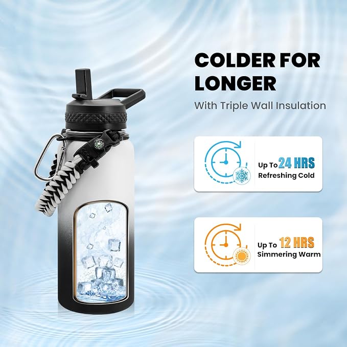 RAYMYLO Insulated Water Bottle 32 oz, Triple Wall Vacuum Stainless Steel | - Image 2