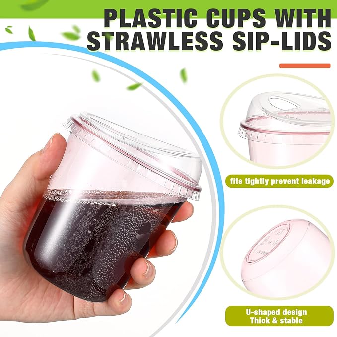Ziliny 50 Sets Clear Plastic Coffee Cups - Image 4