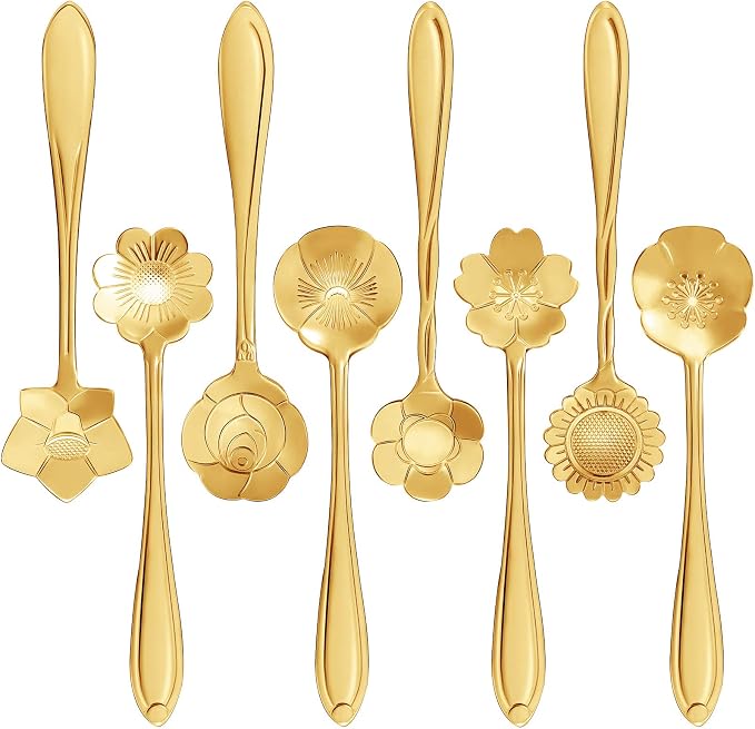Maitys 16 Pcs Gold Flower Coffee Spoons by Maitys