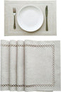 Placemats Set of 4, Set of 6 for Dining Table, Placemats with Hollow Edge Table Cloth Set, Table Mats for Dining Table 12"x18" Off-White