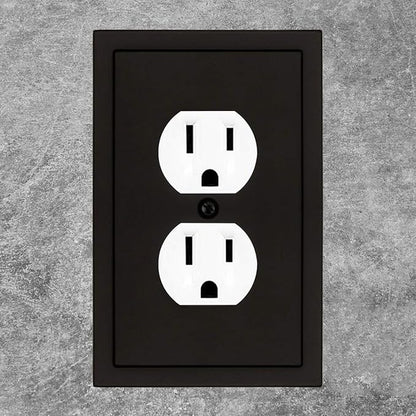 Henne Bery Modern Edge Decorative Wall Plate Switch Plate Outlet Cover, Durable Solid Zinc Alloy (Single Duplex 2PK, Matte Black)