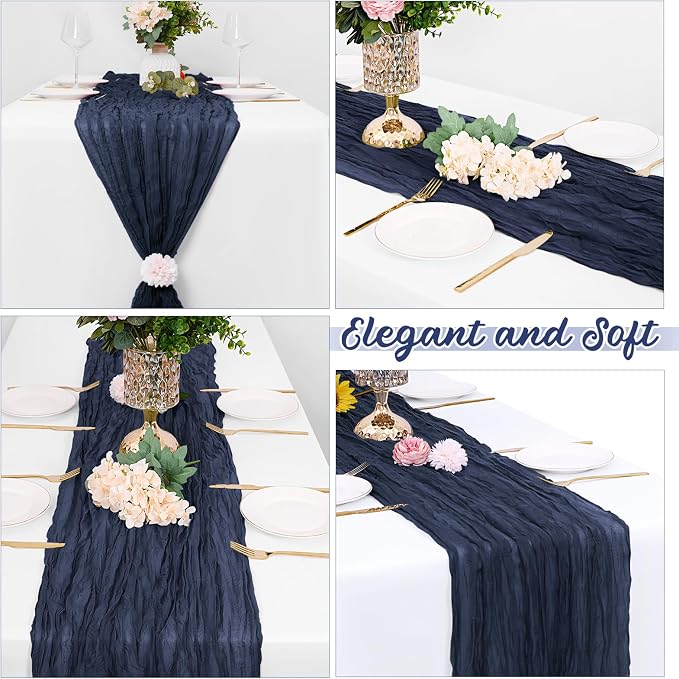 8 Pack Navy Blue Cheesecloth Table Runners 20x120 Inch Gauze Table Runner - Image 4