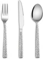 E-far 12-Piece Hammered Silverware Set, Stainless Steel Flatware Set by E-far
