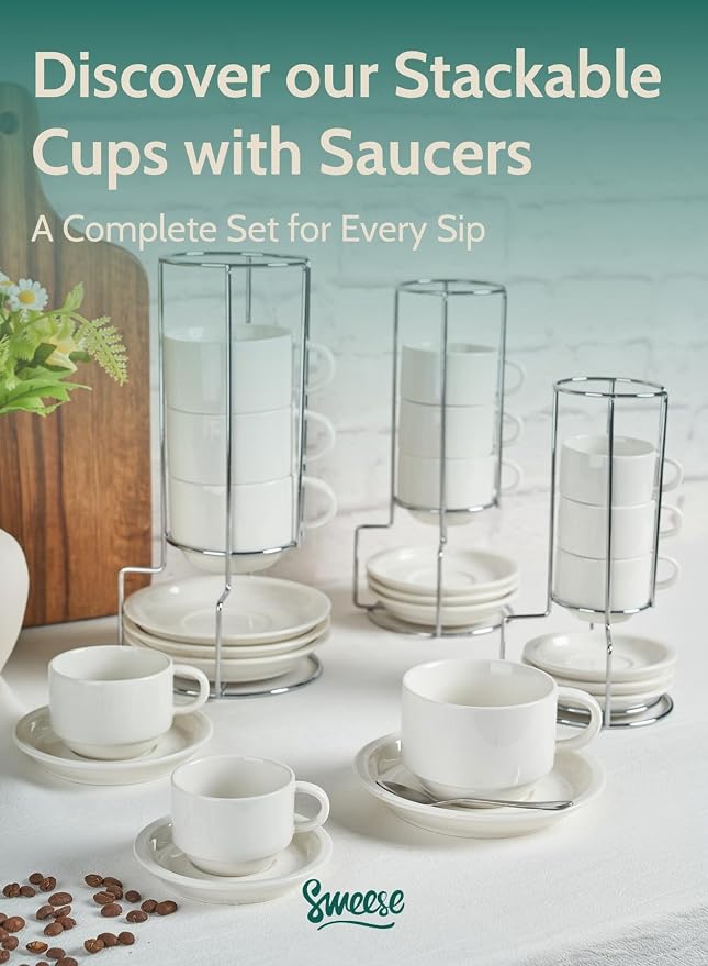 Sweese 2.5 Ounce Porcelain Stackable Espresso Cups - Image 8