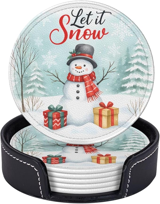 Winter Let it Snow Snowman Coasters by KiuLoam