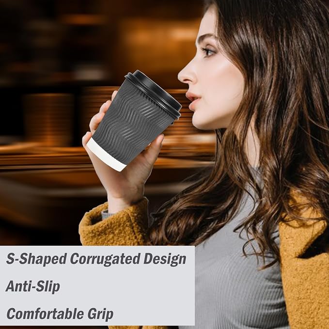 Lamosi 50 Pack 12 oz Insulated Disposable Coffee Cups - Image 4