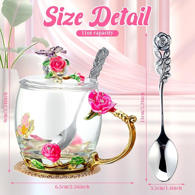 Nuanchu 4 Sets Flower Glass Tea Cups - Image 2