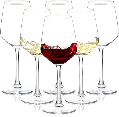 SHYRC Wine Glasses Set of 6, 12oz Clear Red/White Wine Glasses, Long Stem by SHYRC