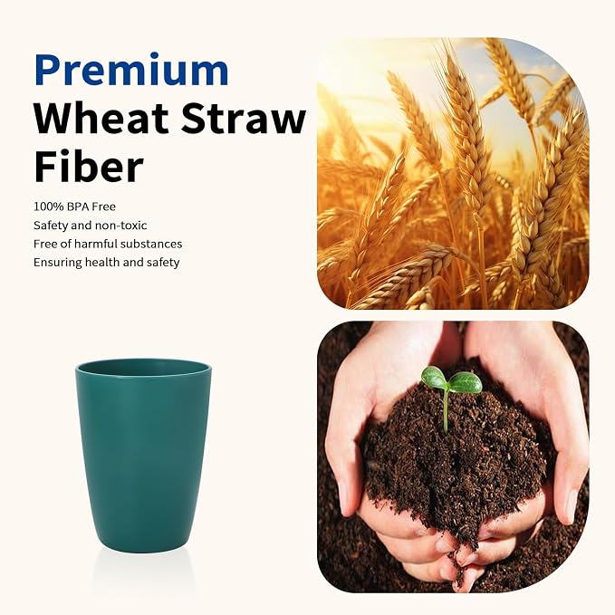 Lazycorner Wheat Straw Cup 12 Pcs Drinking Glasses Unbreakable Drinking Cup - Image 3