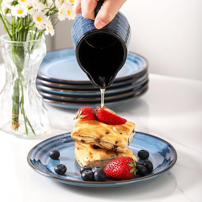 HASENSE Dessert Plates Set of 4, 8 Inch Porcelain Salad Dinner Plates Set - Image 2