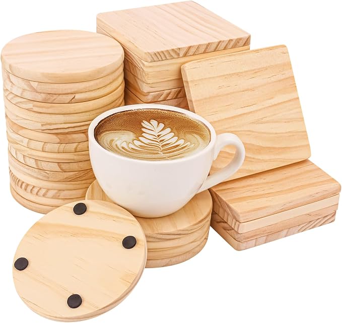 40 PCS Unfinished Blank Wooden Coasters by Geytetqi