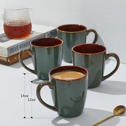Pokini Coffee Mug 14 oz, Ceramic Coffee Mugs Set of 6, Reactive Glaze Mug - Image 3