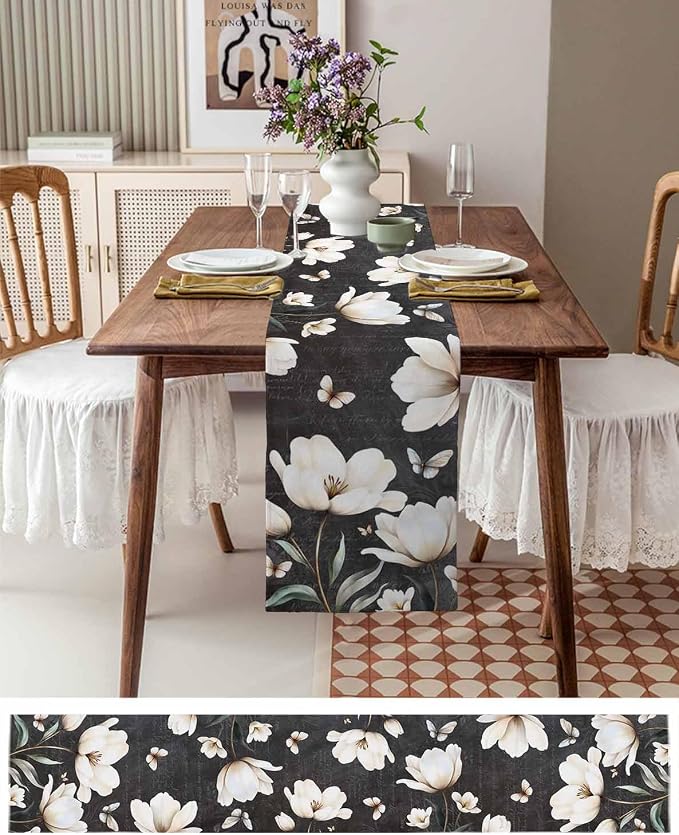 Farmhouse Floral Table Runners 70 Inches Long, Cotton Linen Fabric Table Runner - Image 6