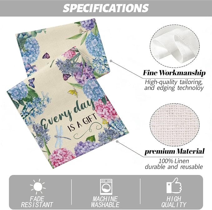 Every Day is A Gift Dragonfly Hydrangea Spring Table Runner 13x72 Inch | - Image 2
