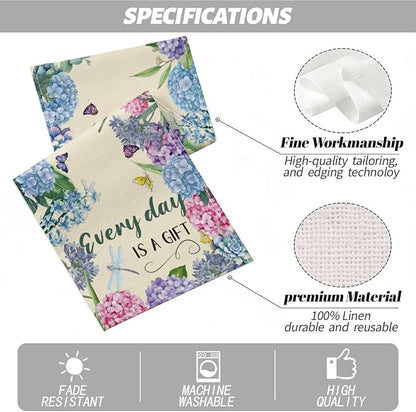 Every Day is A Gift Dragonfly Hydrangea Spring Table Runner 13x72 Inch | - Image 2
