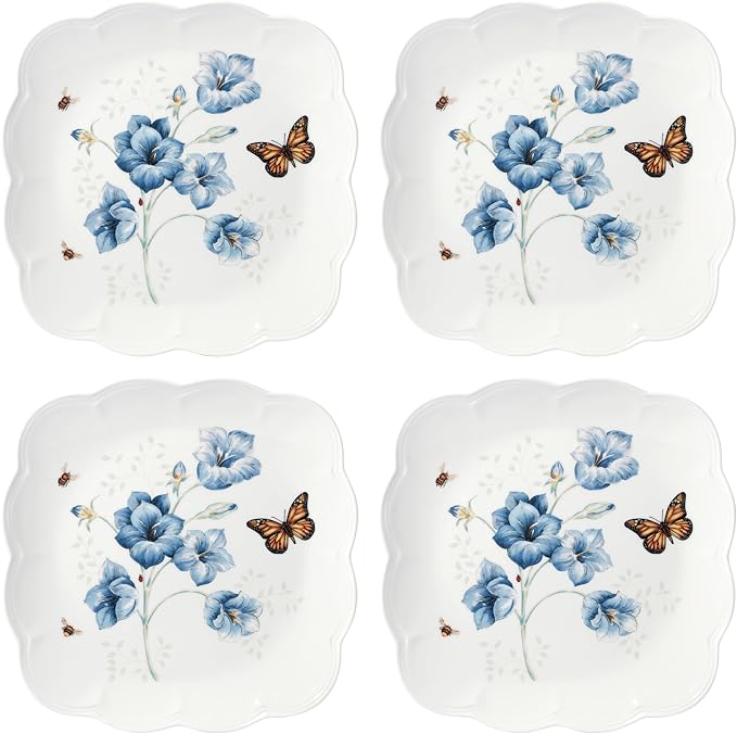 Lenox 894309 Butterfly Meadow Square 4-Piece Dinner Plates by Lenox