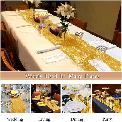 ShinyBeauty Gold Table Runner 90 Inches Long Sequin Table Runner - Image 6