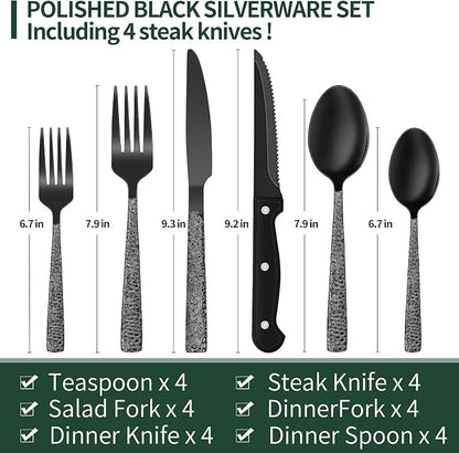 EWFEN 24-Piece Black Silverware Set - Image 2