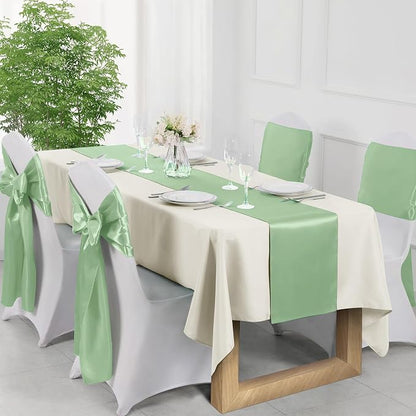 Manyshofu Sage Green Satin Table Runner 12x108 - Image 3