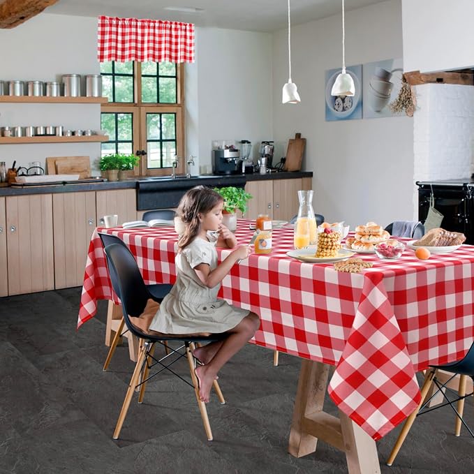 Red and White Plaid Tablecloth Waterproof, 2 Pack, 60 x 84 inch | Buffalo - Image 6