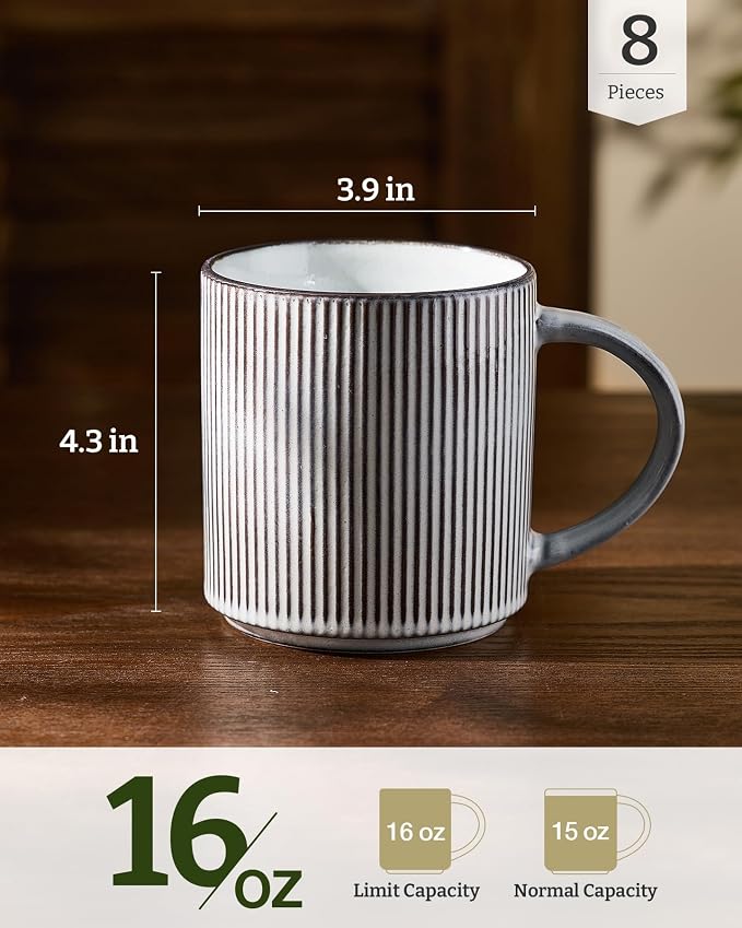 famiware Coffee Mug Set for 8, Star 16 oz Catering Mugs Cup Set - Image 4