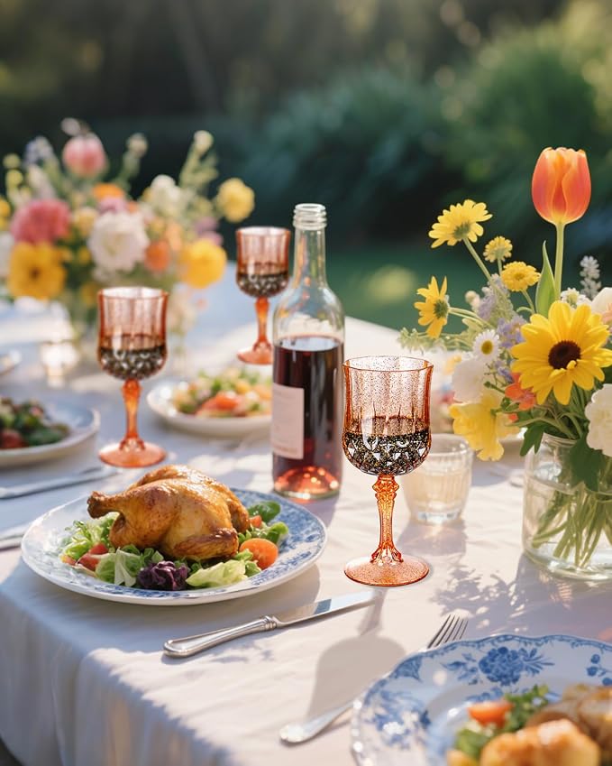 Ciaell 24 Pack Amber Plastic Wine Glasses - Image 7