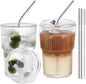 HIGIINC Iced Coffee Cups With Lids and Straws 2 Pcs, 16 OZ Unbreakable Cup by HIGIINC