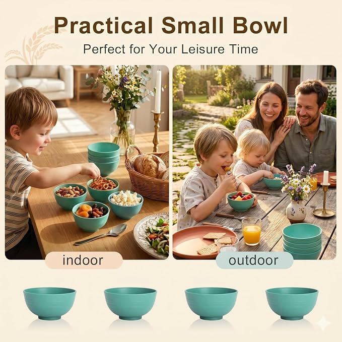 Mini Bowls Sets of 8, Unbreakable & Lightweight Wheat Straw Bowls 10oz - Image 7