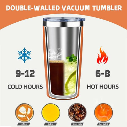 20 oz Tumbler with Lids and Straws, Stainless Steel Insulated Coffee Tumbler - Image 3