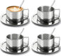ZENFUN 4 Pack 6.8 oz Coffee Cups Set, 18/8 Stainless Steel Espresso Cup by ZENFUN