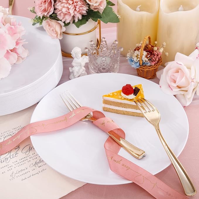 100pcs White Plastic Plates - Image 4