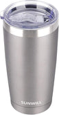 SUNWILL Travel Coffee Tumbler 20 oz, Insulated Mug with Lid, Stainless Steel Cup for Hot and Cold Drinks, Cool Grey