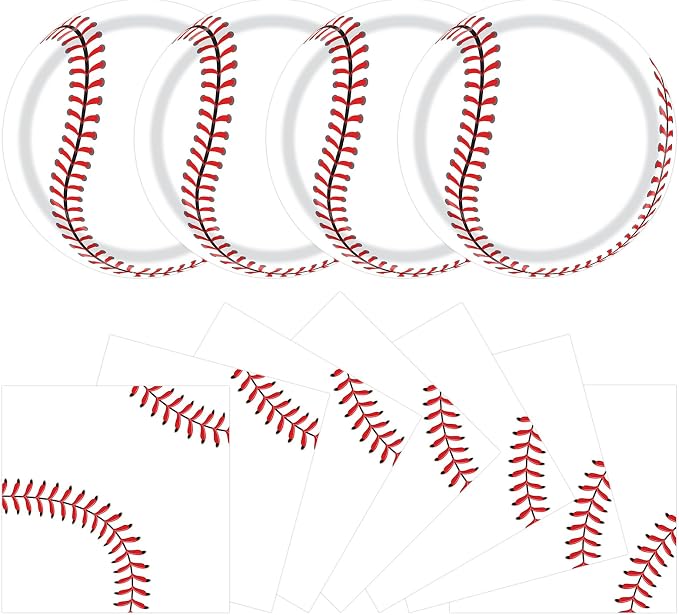 40 Pcs Baseball Plates And Napkins, Baseball Party Supplies, Serves 20 | by KFJBPB