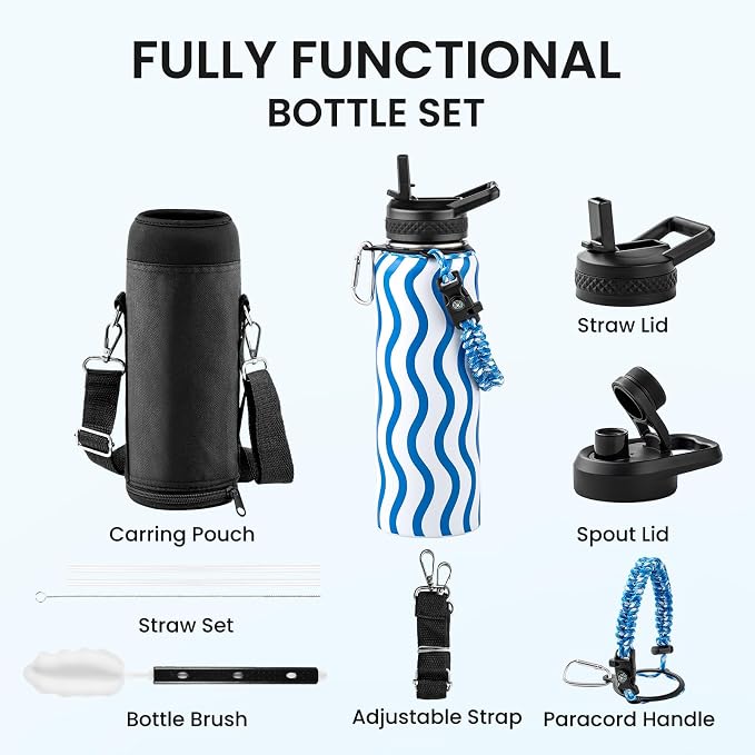 RAYMYLO Insulated Water Bottle 40 oz, Triple Wall Vacuum Stainless Steel | - Image 8