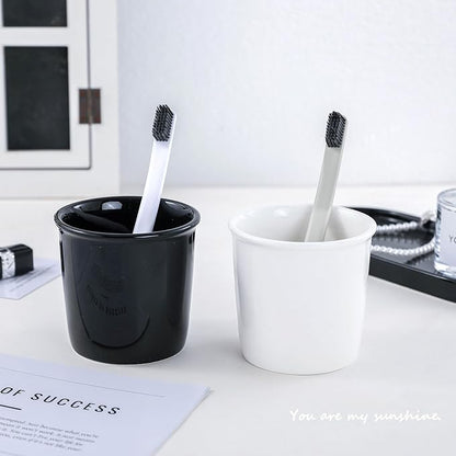 Ceramic household toothbrush cup, 300ml large capacity | Minimalist handle-less - Image 5