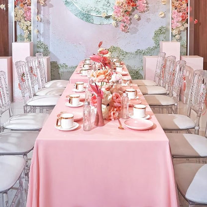 8 Pack Pink Valentine's Day Tablecloth 60 x 126 Inch Rectangular Tablecloths for 8 Foot Rectangle Tables, Wrinkle Resistant Pink Table Cloth Washable Polyester Fabric for Buffet Wedding Party Banquet
