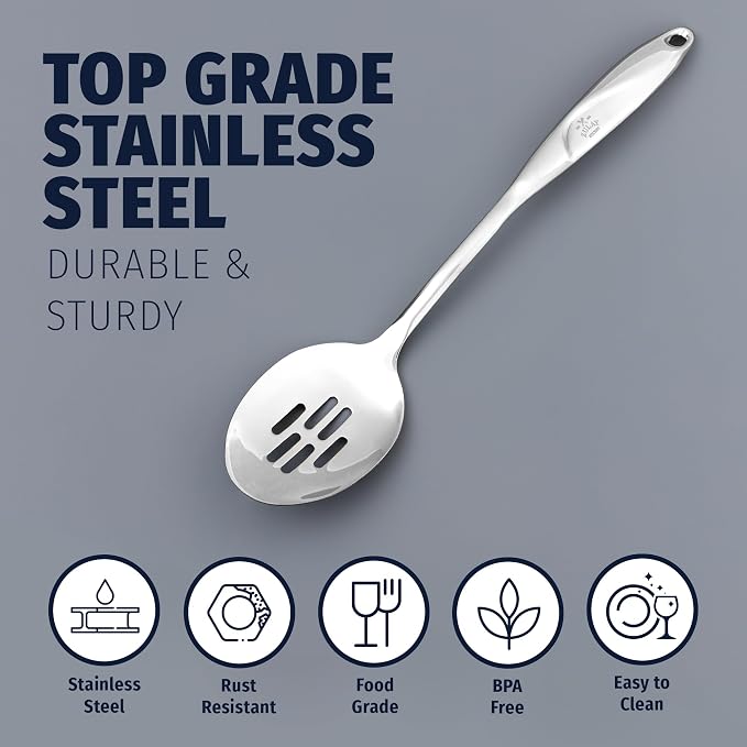 Zulay Kitchen Stainless Steel Slotted Spoon | 15” Large Cooking & Serving Spoon - Image 5