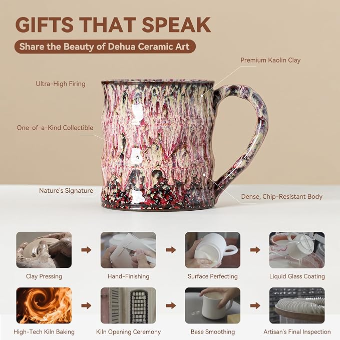 Unique Reactive Glaze Ceramic Coffee Mug - 15 oz Large Coffee Cup - Image 6
