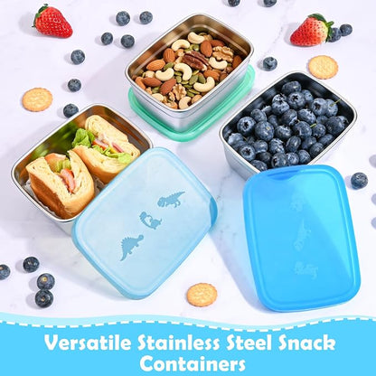3-Pack Stainless Steel Snack Containers - 550ml Leakproof Colorful Lids - Image 7
