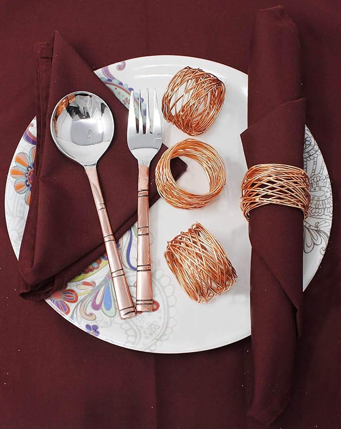 ITOS365 Handmade Round Mesh Napkin Rings Holder - Image 3