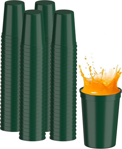 PartyPrints 100 Pack Small 10 to 12 oz Kelly Green Reusable Blank Plastic Cups by PartyPrints