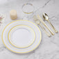 BESTVIP 450PCS Gold Dinnerware Set for 75 Guests, Plastic Plates for Party, 75 Gold Disposable Plates, 75 Dessert Plates, 75 Cups, 75 Spoons, 75 Forks and 75 Knives