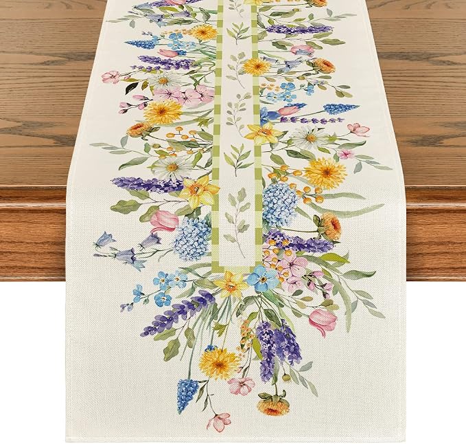 Artoid Mode Bloom Flowers Tulip Spring Table Runner, Seasonal Easter Holiday by ArtoidMode